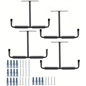 1/2/4pc Garage Storage Hook Rack, Ceiling Installation, Heavy Duty Practical Hook, Ladder Hook, Suitable For Hanging Hoses, Wood, And Other Bulky Items, For Garden Garage Warehouse Workshop