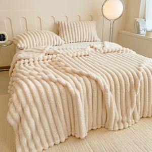 Luxe Imitatie Konijnenbont | Groot, Hoge Kwaliteit, Multifunctioneel, Winterklaar, Polyester, Gestreept , Machinewasbaar - Ideaal voor Bank, Reizen, Laken Alternatief