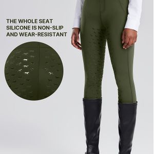 Dames High-Waisted Rijbroek met Siliconen Grip voor Anti-Slip en Duurzaamheid, met Stretchmateriaal en Zakken, Ontworpen voor Paardensport.