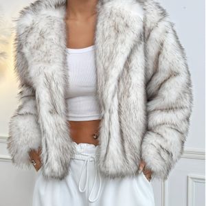 Vrouwen Elegante Nepbontjas - Winter Warm Witte Jas met Zachte Bontgevoerde Capuchon, Kleur Buitenkleding voor Herfst & Winter, Handwas/Droogreinigen