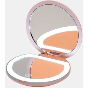 LED-reismake-upspiegel, Verlichte Compacte Make-upspiegel Met Één Zijde Vergroot, 2X/5X Vergroting, Handheld, Dubbelzijdig, Draagbare Opvouwbare Spiegel Voor Zak, Portemonnee, Cadeau