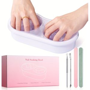 Dubbele Nagelweekbeker: 2-in-1 Nagellakverwijderaar Manicureschaal met Nagelriemgereedschap voor Vrouwen, Tijdbesparende Set voor het Verwijderen van Acrylnagels in de Salon of Thuis