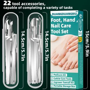 22-in-1 Ultieme Roestvrijstalen Ingroeiende Teennagel & Nagelriem Verwijderingsset - Geurloze Pedicure en Manicureset, Halloween Cadeau, Handig voor Reizen met Draagbare Opbergdoos, DUANGDUANGBIU