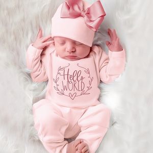 2-delige set voor pasgeboren baby met knalrode hoed en romper met lange mouwen en schattige strik - perfect voor buiten