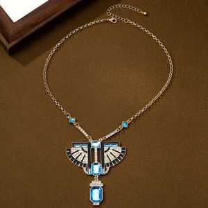 Bohemien Vintage Blauwe Acryl Edelsteen Etnische Stijl Exotisch Druppelolie Persoonlijkheid Sfeer Werk Functie Ketting Dagelijkse Draag