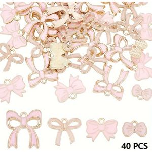 40pcs Enamel Bowknot Charms For Jewelry Making Charms Diy Craft Supplies