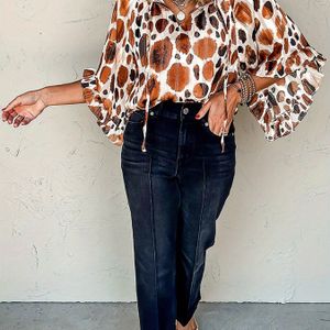 Plus Size, Dames Plus Size Glitter Gestreepte Textuur Print Shirt