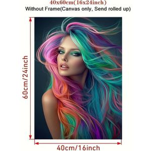 1pc Hair Abstract Canvas Art Print, Modern Wall Decor, Vibrant Poster, For Home, Office, Bedroom, Living Room