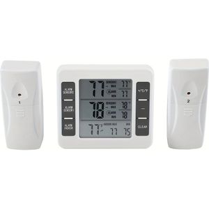 1set (geüpgradeerde versie) Koelkastthermometer, Draadloze - en Buitenvriezerthermometer, Sensor Temperatuurmonitor met Geluidsalarm, Geschikt voor Keuken, Vriezer, Thuis (exclusief Batterijen)