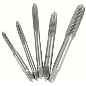5pcs Precision Tap And Die Set - Stainless Steel, Chrome Finish For Metalworking & Gear Repair, Manual Operation