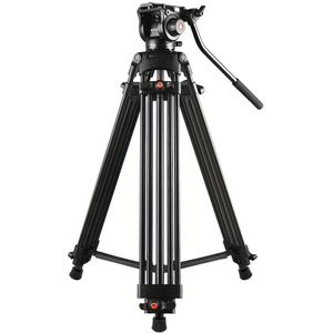 Puluz Professional Heavy Duty Video Camcorder Aluminum Alloy Tripod With Fluid Drag Head For Dslr / Slr Camera, Adjustable Height: 80-160cm(black)