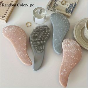 Stijlvolle Ontklitborstel met Marmer Effect - Ergonomische Massage Haarkam Met Rubberen Borstels, ABS Plastic Handvat, Draagbaar en Knoopvrij