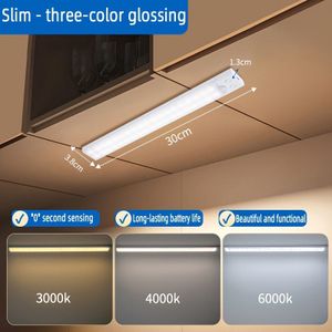 Smart Led Sensor Light, 3 Dimming , Usb Charging, Built-in Lithium Battery, Human Body Sensing, Simple Installation, Suitable For Wardrobes, Cabinets, Bedrooms, Bathrooms, Stairs, Etc