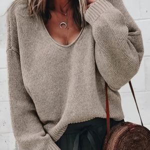 Vrouwen Elegante Oversized Acryl Trui - Lange Mouw Drop Shoulder Pullover met Ronde Hals, Medium Stretch 330gsm Warme Winter Herfst Top, Kleur Trui voor Informele Kleding