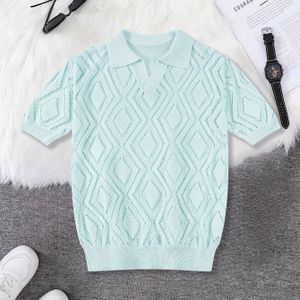 Men's Casual Geometric Pattern Knit Sweater - Collar Short Sleeve With Chest Pocket, Machine Washable Black Pullover For Spring/fall, Apparel, Comfortable Knitwear