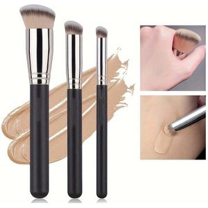 3 stuks Magische Wandel Foundation Make-up Borstel Set, Polyester Borstels, ABS Handvat, Alcoholvrij, Universele Huidtype, Handig Reisformaat, Kerst Schoonheidsgeschenk