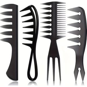 3st./4st. Uniseks Haarstyling Kam met Haaienanden Brede Tand Krultang Ontklitkam Geïnspireerde Baardstyling Haarsalon Scharen Multifunctionele Kammen van ABS Kunststof