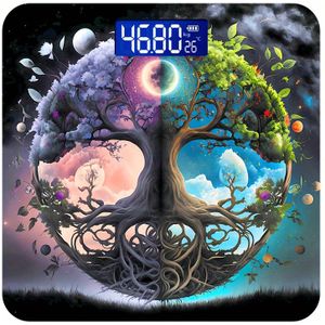 Slimme Weegschaal voor Thuis Een digitale badkamerschaal met een LCD-display en vier ingebouwde hoogwaardige sensoren om gewichtsveranderingen nauwkeurig te detecteren