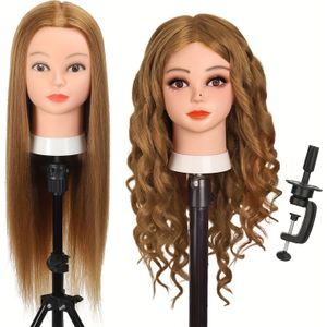 Opini Volwassen Mannequin Hoofd met 70% Echt Haar - Perfect voor Haarstyling & Cosmetologie Training, Verstelbare Vrije Klemhouder, Blonde & Bruine Opties, Haarstylist