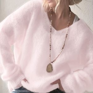 Plus Size, Elegante Oversized V-hals Trui voor Dames - Zachte Semi-Transparante Trui Jas, Lange Mouwen Laagjesstuk in Rijk Rood (Casual & Formeel) - Volumineuze Pasvorm voor Curvy Figures