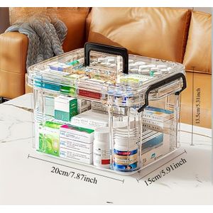 1 stuk EASYJOY Capaciteit Dubbele Laag Medicijn Organizer Doos - Waterdicht Plastic Opbergdoos met Vakken voor Thuis & Reizen, Gemakkelijke Toegang en Zichtbaarheid