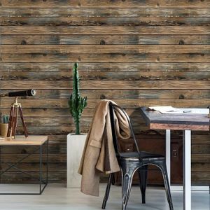 1 Rol Vintage Hout Contactpapier, Zelfklevende Bruine Gele Houten Behang, Peel En Stick Houten Behang Vinyl, Verwijderbaar Houten Behang Voor Slaapkamer Keuken Plank Lade Liner, Woondecoratie