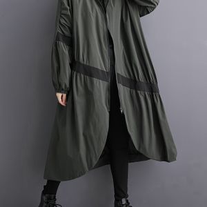 Japans-stijl ontspannen gestreepte kleurblok ontwerp lente en herfst rits-up stand kraag cardigan jas trenchjas