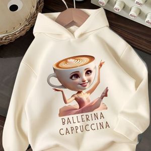 Meisjes Roze Hoodie - Schattige Koffiekop & Print, 100% Polyester, Zacht Rekbaar , Warme Casual Wintertrui voor Kinderen tot 12 Jaar