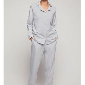 Dames Vintage Stijl Pyjama Set met Lange Mouwen - Zacht, Dik, Geborduurd, Comfortabel voor Alle Seizoenen, Kleur