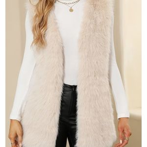 New Herfst-Winter V-Hals Midlengte Dames Jas Gilet, Europese en Amerikaanse Stijl Casual Mouwloze Top