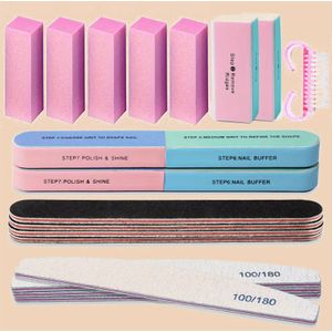 18-delige Professionele Nagelverzorgingsset: Schuursponzen, Vijlen & Polijstborstel - Geurloze Manicureset voor Acrylnagels