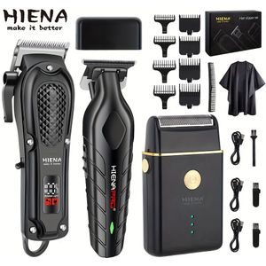 3-delige professionele haar- en baardverzorgingsset, inclusief elektrische scheerapparaat met trimmer, precisietrimmerset, kappersschaar voor heren en tondeuseset, ideaal voor persoonlijk gebruik