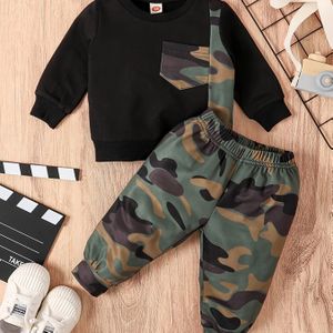 JOPGEEY camouflage-outfitset — warme voor baby’s 0–24 maanden, romper met lange mouwen en broek in groen//beige camo, machinewasbaar, ideaal voor kerst en eerste kerst