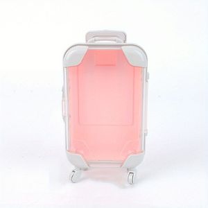 Mini Pull-Rod Cosmetische Koffer - Reisgeïnspireerde Sieraden en Make-up Organizer - Vintage Koffer Ontwerp Wimperdoos, Waterdicht, Geurloos, Kunststof Materiaal (1-Pack)