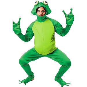 Whimsical Kikkerprins Cosplay Kostuum voor Mannen - Eendelig, Duurzaam Polyester Volwassenen Dierenpak met Realistisch Kikkersontwerp voor Feesten & Optredens