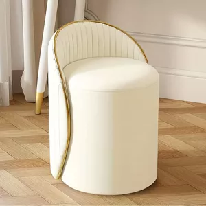 Duhome Draaibare Kaptafel van Fluweel, Make-up Kruk Rond met Bekleding