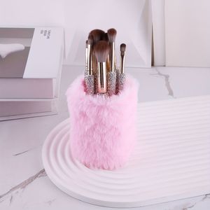 1 stuk make-up kwastenhouder | pluche gevoel | opbergdoos voor nagels, wenkbrauwpotloden en mascara | schattige opbergcontainer in luipaardprint of kleur | bureau, kaptafel, woonkamerdecoratie