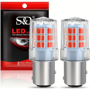S&D LED-remlichtlampen voor auto 2-stuks, 1156/1157/BAU15S, 21W/5W, 39 SMD 3030-chips, 12V bedrading, voertuigspecifiek , geen batterij nodig