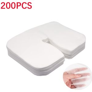 200pcs Non-woven Disposable Head Pad Towel Hole Towel Massage , Pillow Towel, Heart-shaped U-shaped Face Pad, Hole Towel