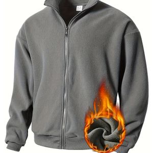 Heren Thermal Jack met Volledige Rits - Winterjas met Volledige Ritssluiting, Opstaande Kraag & Zakken met Rits - Olijfgroen/ - Machinewasbaar