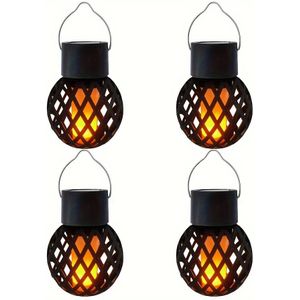 4/8 Solar Hanging Lights, Solar Led Lights With Real Flashing Flame, Outdoor Hanging/standing, Suitable For Decorating Courtyards, , Gardens, , Streets, Landscape Lighting Hanging Lights