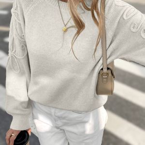 Dames Korte Mouwen Trui Jas met Bloemen Appliqué - Ronde Hals, H-Lijn Silhouet & Medium Stretch, Lente/Herfst Casual Elegante Blazerachtige Trui (Zonder Riem) - Handwasbaar voor Jurken of Jeans