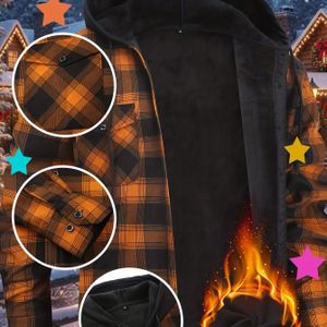 Heren Gebreide Maat Velvet Verdikte Anti-Kreuk Zachte Jas met Capuchon | Zakelijke Casual Sport Geruit Werkjas, Multi-Pocket Ontwerp, Nieuwjaar Must-have, GOCHEENAIR