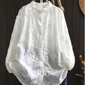 Grensoverschrijdend Damesoverhemd in Etnische Stijl, Eenvoudige en Losse Top voor Lente/Herfst