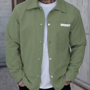 Heren Corduroy-Stijl Overhemdjas met Knopen - Lichtgrijs Casual Sportieve Jasje Met Borstzak, Wasmachinebestendig Regular Fit Blazer voor /Herfstaleringen en Semi-Formele tot Informeel Kleding