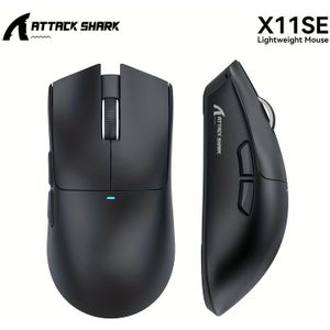 SHARK X11SE Draadloze Gaming Muis met RGB Magnetisch Oplaadstation, Bedraad/2.4G/BT, 22K DPI, Ultralicht 59g Gaming Muis met Tape, PAW3311 Sensor voor PC/Mac - Wit & Tape