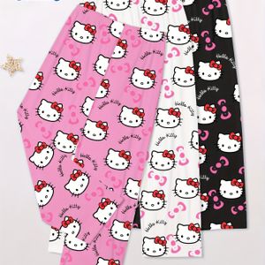 3-Pack Sanrio Hello Kitty Cartoon Bedpanters voor Vrouwen, Comfortabele Loose Fit, Tricotstof, 95% Polyester 5% Elastane, 150gsm - Volwassen Nachtkleding