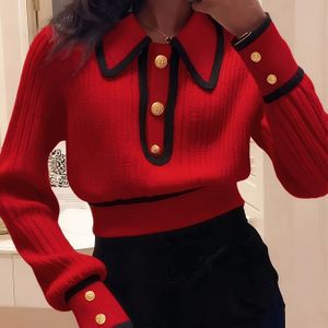 Dames Elegante Knoopsluiting Trui - Hoge Elasticiteit Warme Wintertruien met Kraag & Knoopsluiting, Wasmachinebestendig Herfst/Winter Bovenkleding of Laagstuk, Niet voor Jurken/Blouses