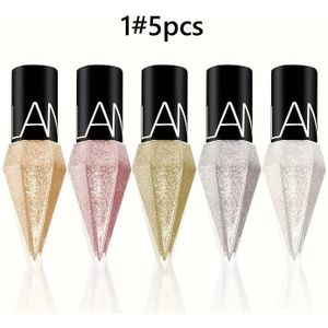 5-delige Shimmering Vloeibare Eyeliner Set, Langdurige Waterdichte Vlekbestendige Oogmake-up, Gemengde Kleur Systeem, Highlighting Eyeshadow Vloeibare, Eenvoudige Toepassing