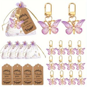 36pcs/set Three-door Purple Keychain Set, 12pcs Keychains, 12pcs Card Paper, 12pcs Bag Party Keychain Set